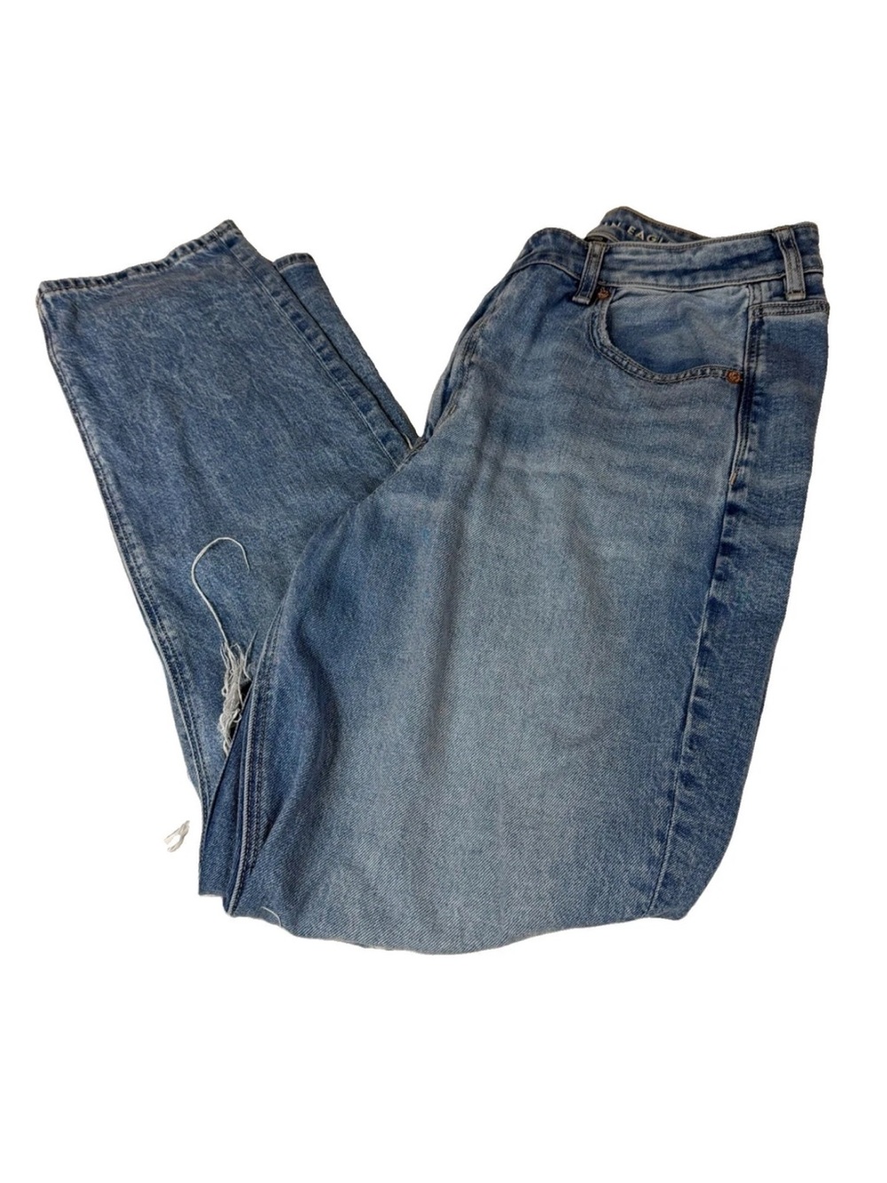 American Eagle Women’s Size 12 Mom Jean Strigid Light Wash Distressed #4279